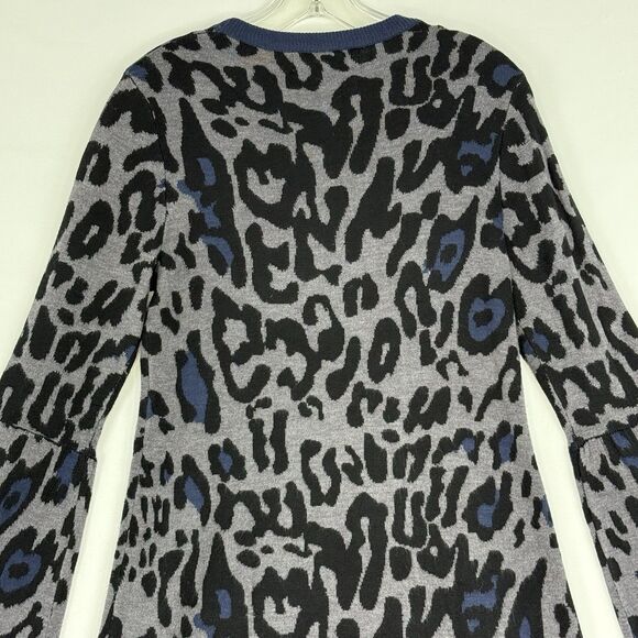 JOHN + JENN Small Leopard print Knit sweater dress Flare Sleeves - Picture 4 of 16